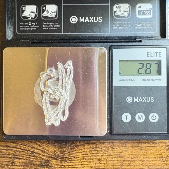 Sterling Silver 925 Round Link Chain Necklace Spring Ring Clasp Size 16" Length - Picture 9 of 9